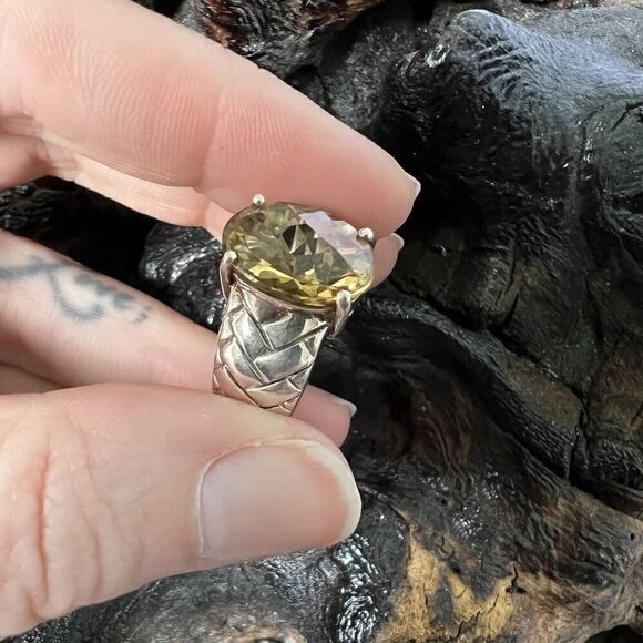 Vintage Clyde Duneier 5.21 ct Oval Checkerboard Cut Citrine Ring Size 7.5 925 - Picture 7 of 15